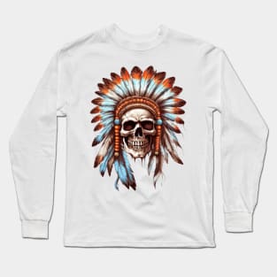 Native American Skull Long Sleeve T-Shirt